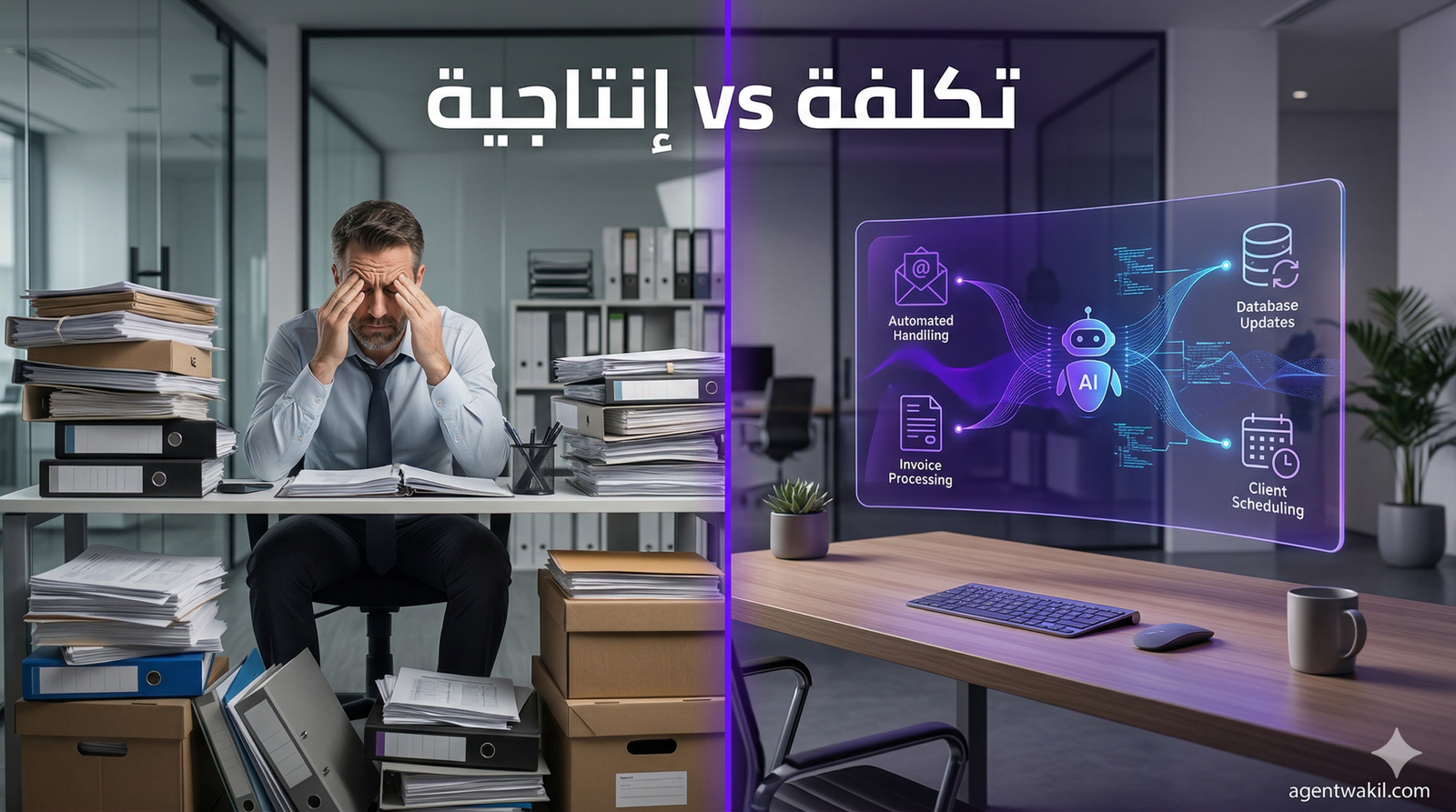 وكيل ذكاء اصطناعي مقابل موظف: من يكلفك أكثر في 2026؟ (بالأرقام الحقيقية)